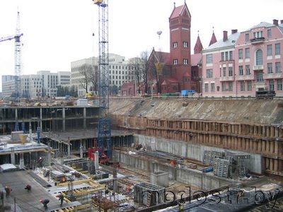 Монолитные конструкции подземного общественно-торгового центра Столица в Минске